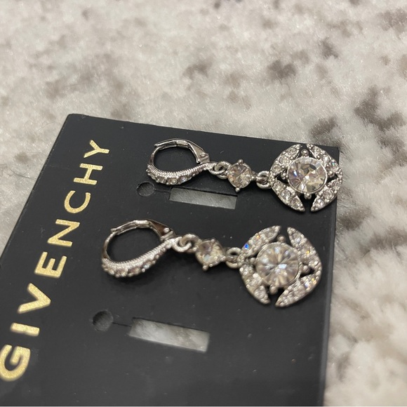 NEW Givenchy Crystal Silver Drop Earrings - Picture 6 of 7